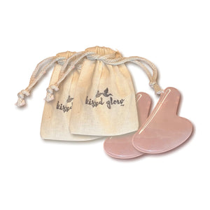 Kissed Glow Pink Quartz Gua Sha - Double Bundle - Kissed Glow